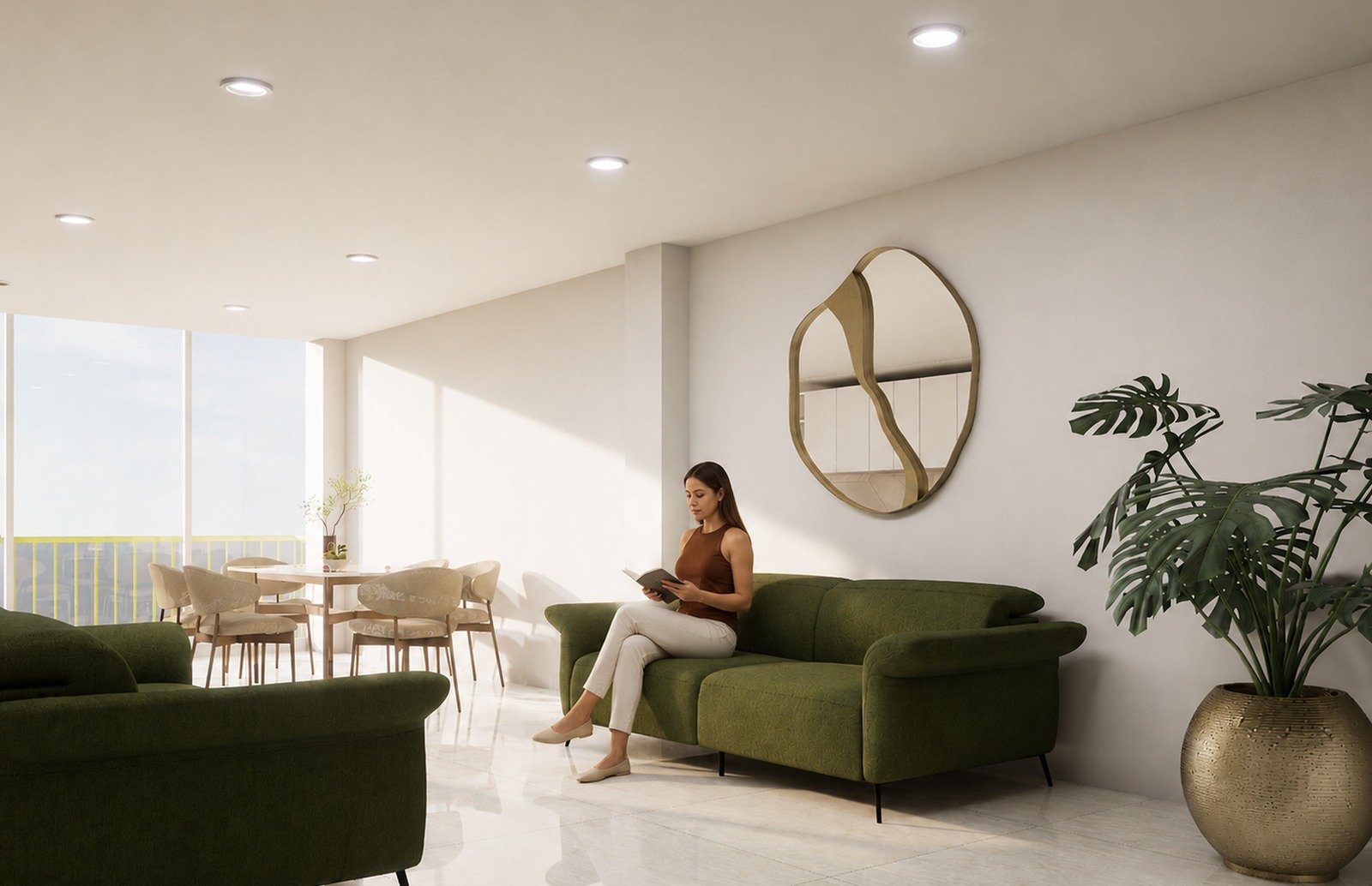 Área común de estar de Privada Concepción Beistegui 14, render interior