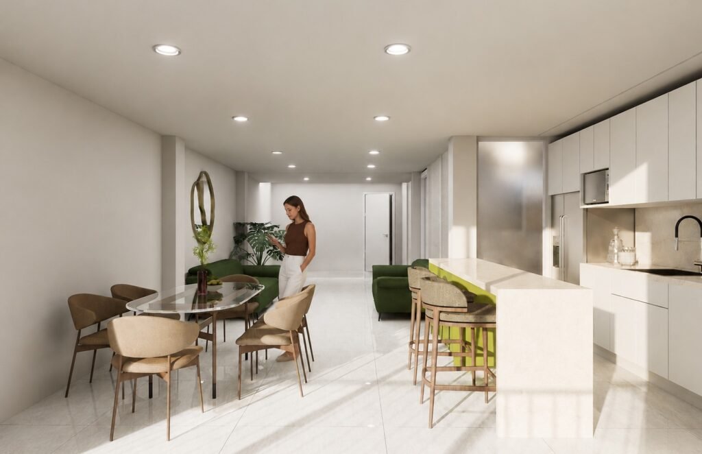Sala y comedor de Privada Concepción Beistegui 14, render interior